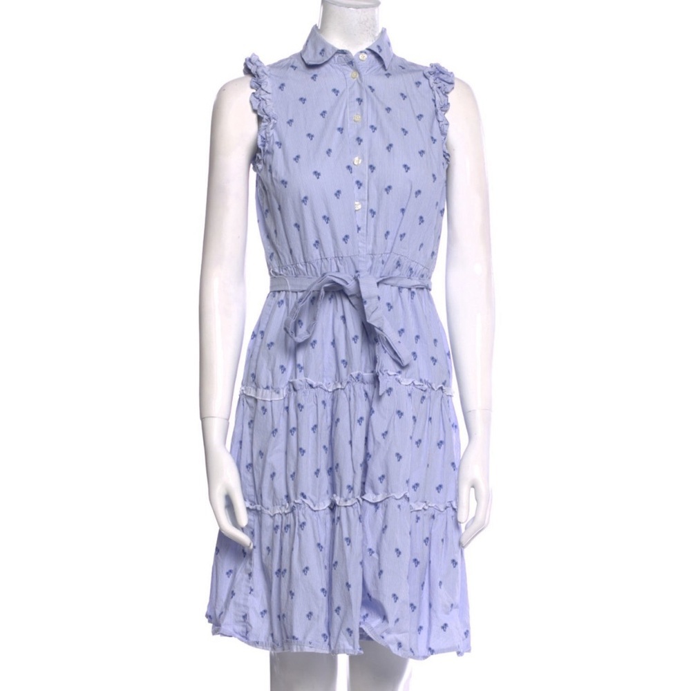 Kate Spade New York Blue Palm Print Sleeveless Shirt Dress - Size S